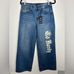 Ed Hardy Women’s Loose Fit Buckle Back Denim Born Free jeans